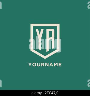 Logo initial YR Monogram Shield graphique vectoriel de conception de forme géométrique Illustration de Vecteur
