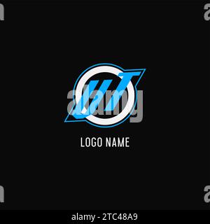 Ligne de cercle initiale du logo VT, graphique vectoriel de style monogramme du logo de l'équipe d'eSport créatif Illustration de Vecteur