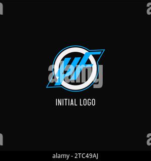 Ligne de cercle initiale de logo YF, graphique vectoriel de style monogramme de logo d'équipe d'eSport créatif Illustration de Vecteur