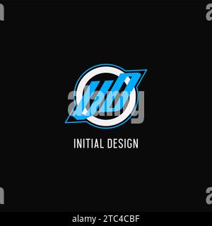 Ligne de cercle initiale de logo VD, graphique vectoriel de style monogramme de logo d'équipe d'eSport créatif Illustration de Vecteur