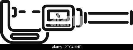 Vecteur de contour d'icône d'outil de micromètre numérique. Échelle à vernier. Objet millimétrique Illustration de Vecteur