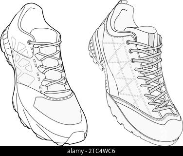 Illustration technique chaussures de randonnée Illustration de Vecteur