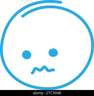 Smiley triste dessiné à la main dans des tons bleus à la mode. Concept de conception pour Blu Monday salutations et autres utilisations. Isoler. EPS. Vecteur pour icône, autocollant, étiquette de prix, étiquette ou web, affiches et de nombreuses utilisations différentes Illustration de Vecteur