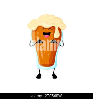 Personnage de restauration rapide drôle et joyeux de boisson soda à emporter. Tasse en verre vecteur isolé avec mousse pétillante et large sourire sur le visage heureux. Personnage de boisson gazeuse, bouillonnant d'excitation et de plaisir Illustration de Vecteur