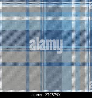 Motif de fond de vecteur de tissu à carreaux sans couture avec un tartan textile texture à carreaux dans des couleurs grises et bleues. Illustration de Vecteur