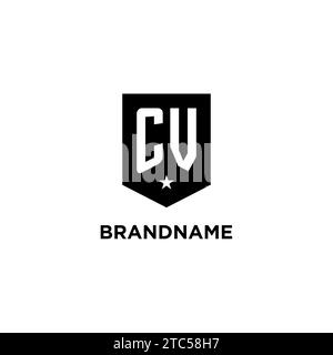 Logo initial de monogramme CV avec bouclier géométrique et idées de style de conception d'icône d'étoile Illustration de Vecteur