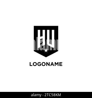 Logo initial Hu monogramme avec bouclier géométrique et idées de style de conception d'icône d'étoile Illustration de Vecteur