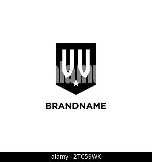Logo initial de monogramme VV avec bouclier géométrique et idées de style de conception d'icône d'étoile Illustration de Vecteur