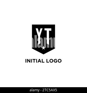 Logo initial de monogramme YT avec bouclier géométrique et idées de style de conception d'icône d'étoile Illustration de Vecteur