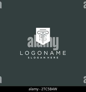 Monogramme AG avec conception de logo de pilier et de bouclier, logo de luxe et élégant pour graphique vectoriel de cabinet juridique Illustration de Vecteur