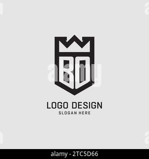 Forme initiale de bouclier de logo BO, graphique vectoriel de conception de logo eSport créatif Illustration de Vecteur