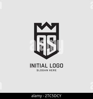 Initial COMME forme de bouclier de logo, graphique vectoriel de conception de logo eSport créatif Illustration de Vecteur