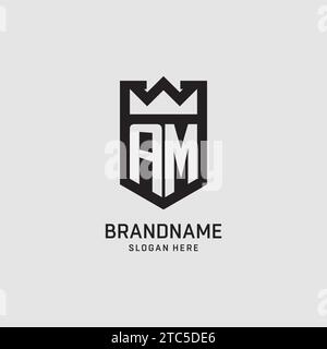 Forme initiale de bouclier de logo AM, graphique vectoriel de conception de logo eSport créatif Illustration de Vecteur