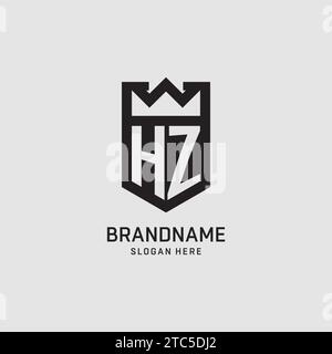 Forme initiale du bouclier de logo HZ, graphique vectoriel de conception de logo eSport créatif Illustration de Vecteur
