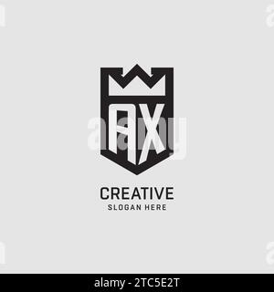 Forme initiale de bouclier de logo AX, graphique vectoriel de conception de logo eSport créatif Illustration de Vecteur