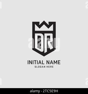 Forme initiale de bouclier de logo DR, graphique vectoriel de conception de logo eSport créatif Illustration de Vecteur
