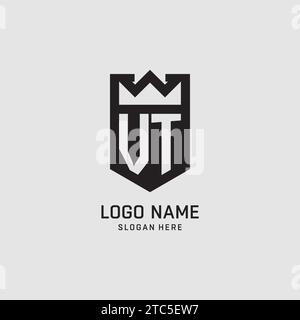 Forme initiale de bouclier de logo VT, graphique vectoriel de conception de logo eSport créatif Illustration de Vecteur