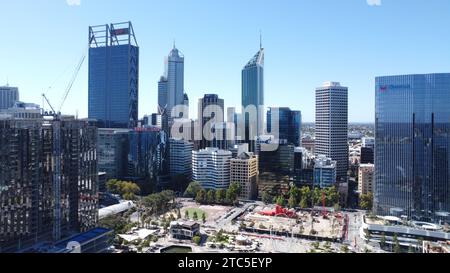 Perth, Australia City Skyline Drone Shot Banque D'Images