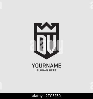 Forme initiale de bouclier de logo DV, graphique vectoriel de conception de logo eSport créatif Illustration de Vecteur