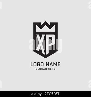 Forme initiale de bouclier de logo XP, graphique vectoriel de conception de logo eSport créatif Illustration de Vecteur