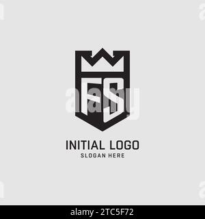 Forme initiale de bouclier de logo FS, graphique vectoriel de conception de logo eSport créatif Illustration de Vecteur