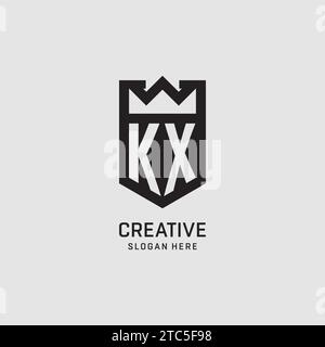 Forme initiale du bouclier de logo KX, graphique vectoriel de conception de logo eSport créatif Illustration de Vecteur