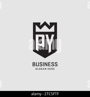 Forme initiale de bouclier de logo PY, graphique vectoriel de conception de logo eSport créatif Illustration de Vecteur