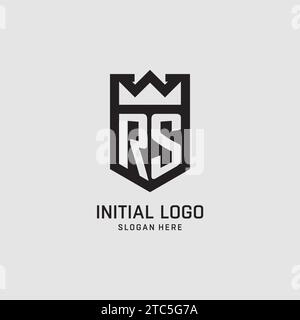 Forme initiale du bouclier du logo RS, graphisme vectoriel de conception de logo eSport créatif Illustration de Vecteur