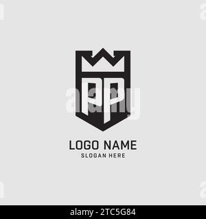 Forme initiale de bouclier de logo PP, graphique vectoriel de conception de logo eSport créatif Illustration de Vecteur