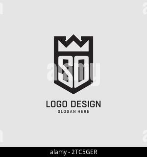 Forme initiale de bouclier de logo SO, graphique vectoriel de conception de logo eSport créatif Illustration de Vecteur