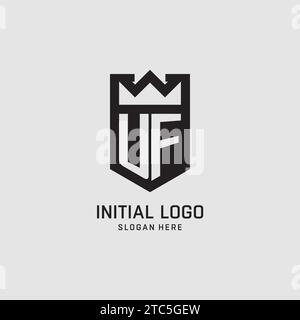 Forme initiale de bouclier de logo UF, graphique vectoriel de conception de logo eSport créatif Illustration de Vecteur