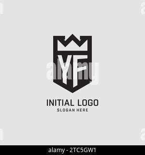 Forme initiale de bouclier de logo YF, graphique vectoriel de conception de logo eSport créatif Illustration de Vecteur