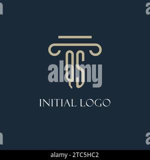 Logo initial QS pour avocat, cabinet d'avocats, cabinet d'avocats avec des idées de conception d'icône de pilier Illustration de Vecteur