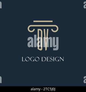 Logo initial DV pour avocat, cabinet d'avocats, cabinet d'avocats avec des idées de conception d'icône de pilier Illustration de Vecteur