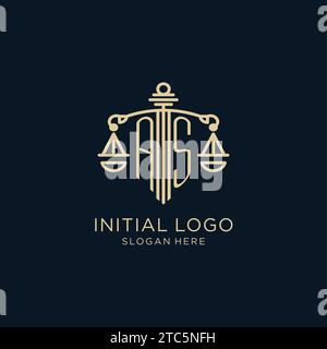 Initial COMME logo avec bouclier et échelles de justice, de luxe et de design de logo de cabinet d'avocats moderne graphique vectoriel Illustration de Vecteur