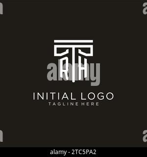 Logo initial RH avec conception de style pilier géométrique, design créatif et moderne du logo du cabinet d'avocats Illustration de Vecteur
