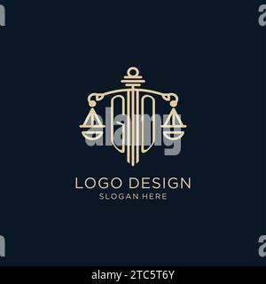 Logo initial GO avec bouclier et échelles de justice, de luxe et de design de logo de cabinet d'avocats moderne graphique vectoriel Illustration de Vecteur