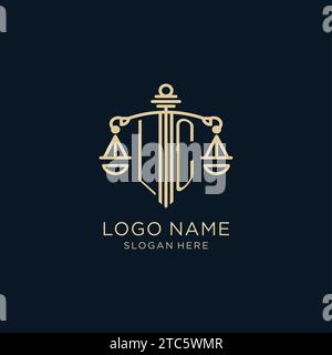 Logo LC initial avec bouclier et échelles de justice, de luxe et graphique vectoriel de conception de logo de cabinet d'avocats moderne Illustration de Vecteur