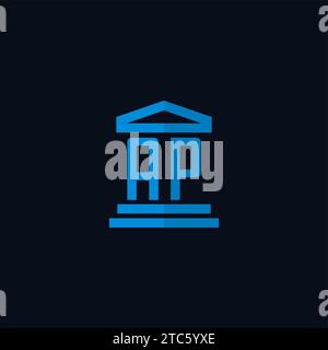 Monogramme du logo initial de la PB avec idées de conception d'icônes de bâtiment de palais de justice simples Illustration de Vecteur