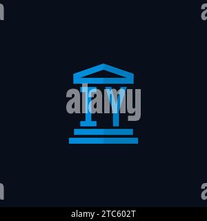 IY monogramme initial de logo avec des idées simples de conception d'icône de bâtiment de palais de justice Illustration de Vecteur