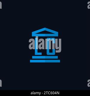 Monogramme de logo initial LC avec des idées de conception d'icônes de bâtiment de palais de justice simples Illustration de Vecteur