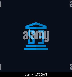 Monogramme de logo initial se avec des idées de conception d'icônes de bâtiment de palais de justice simples Illustration de Vecteur