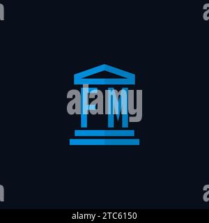 Monogramme de logo initial FM avec idées de conception d'icônes de bâtiment de palais de justice simples Illustration de Vecteur