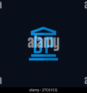 Monogramme de logo initial DP avec des idées de conception d'icônes de bâtiment de palais de justice simples Illustration de Vecteur