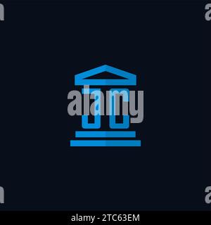 Monogramme de logo initial JC avec des idées de conception d'icônes de bâtiment de palais de justice simples Illustration de Vecteur