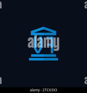 Monogramme initial de logo VF avec des idées de conception d'icône de bâtiment de palais de justice simples Illustration de Vecteur