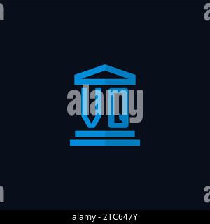 Monogramme initial de logo VQ avec des idées simples de conception d'icône de bâtiment de palais de justice Illustration de Vecteur