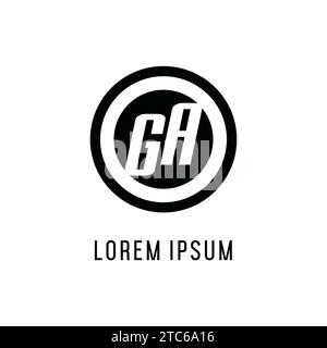 Ligne circulaire concentrique initiale du logo GA, graphique vectoriel de style logo monogramme propre et simple Illustration de Vecteur