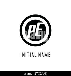 Ligne circulaire concentrique initiale du logo PE, graphique vectoriel de style logo monogramme propre et simple Illustration de Vecteur