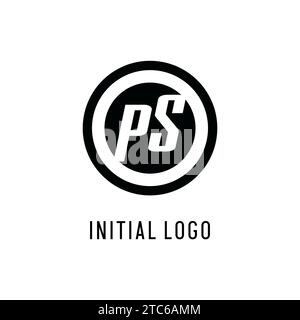 Ligne circulaire concentrique initiale du logo PS, graphique vectoriel de style logo monogramme propre et simple Illustration de Vecteur